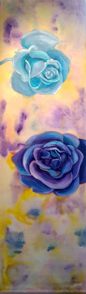 Blue Scroll (Roses) by MIRROR Art Duo 