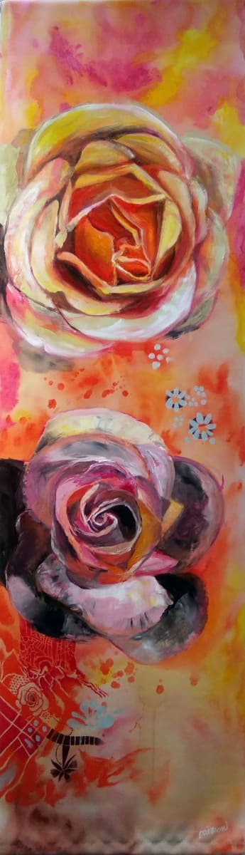 Orange Scroll (Roses) by MIRROR Art Duo 