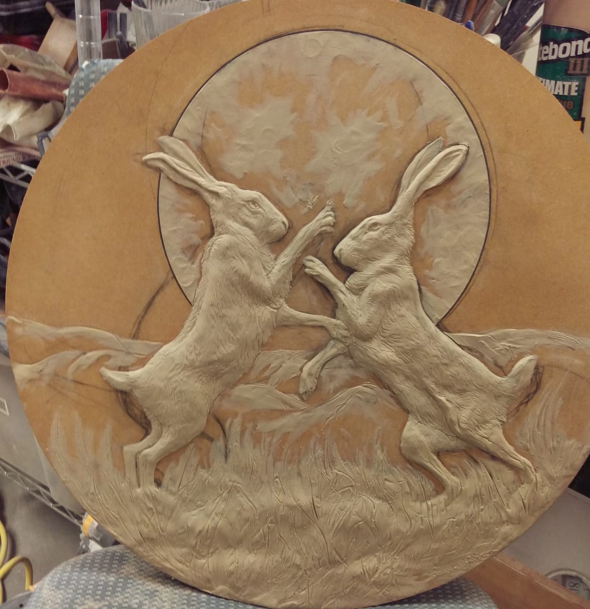 boxing hares by Kathryn Vinson 