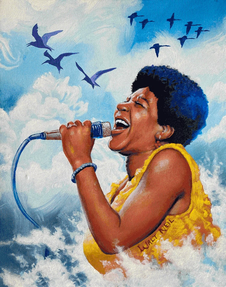 Portrait of Aretha Franklin by Walt Wali Neil 