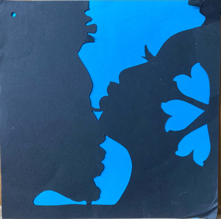 Paper Cut-Out Couple on Blue by Walt Wali Neil 