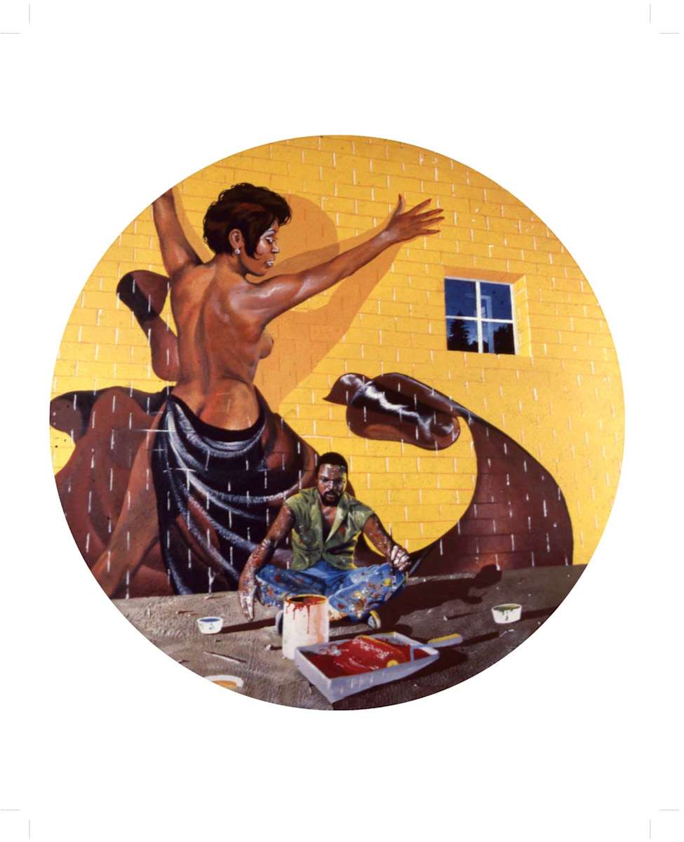 Self portrait with nude mural by Walt Wali Neil 