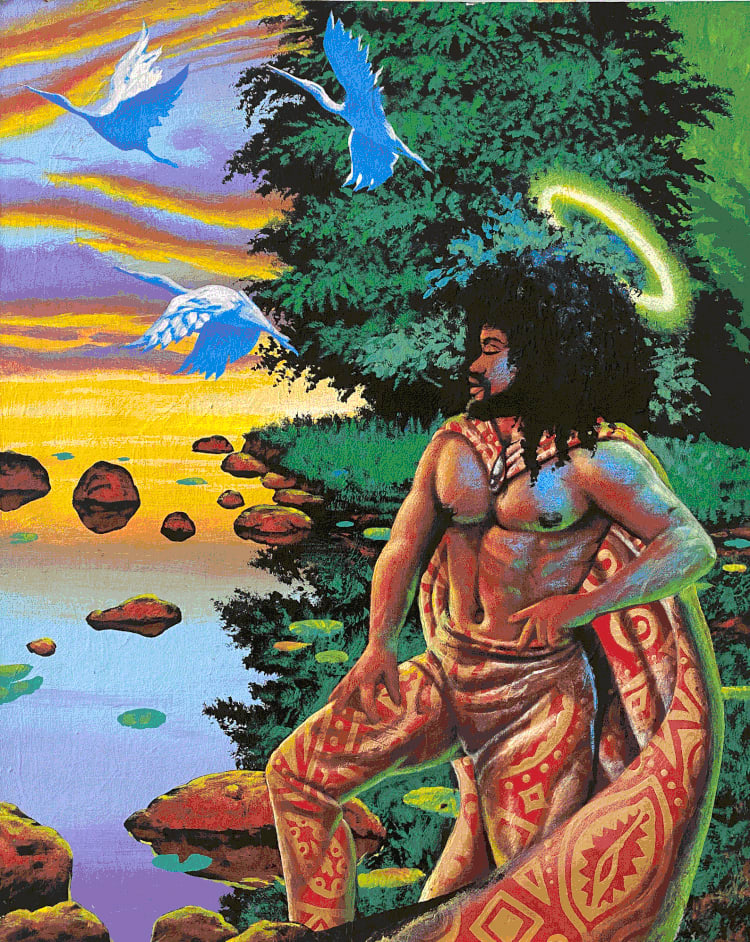 Shaman with Swans by Walt Wali Neil 