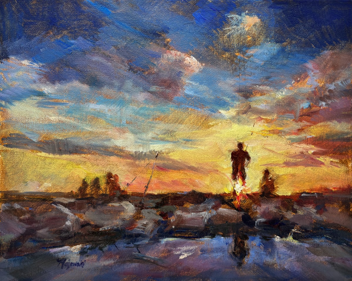 Fishing at Sunset by Carolyn Majewski 