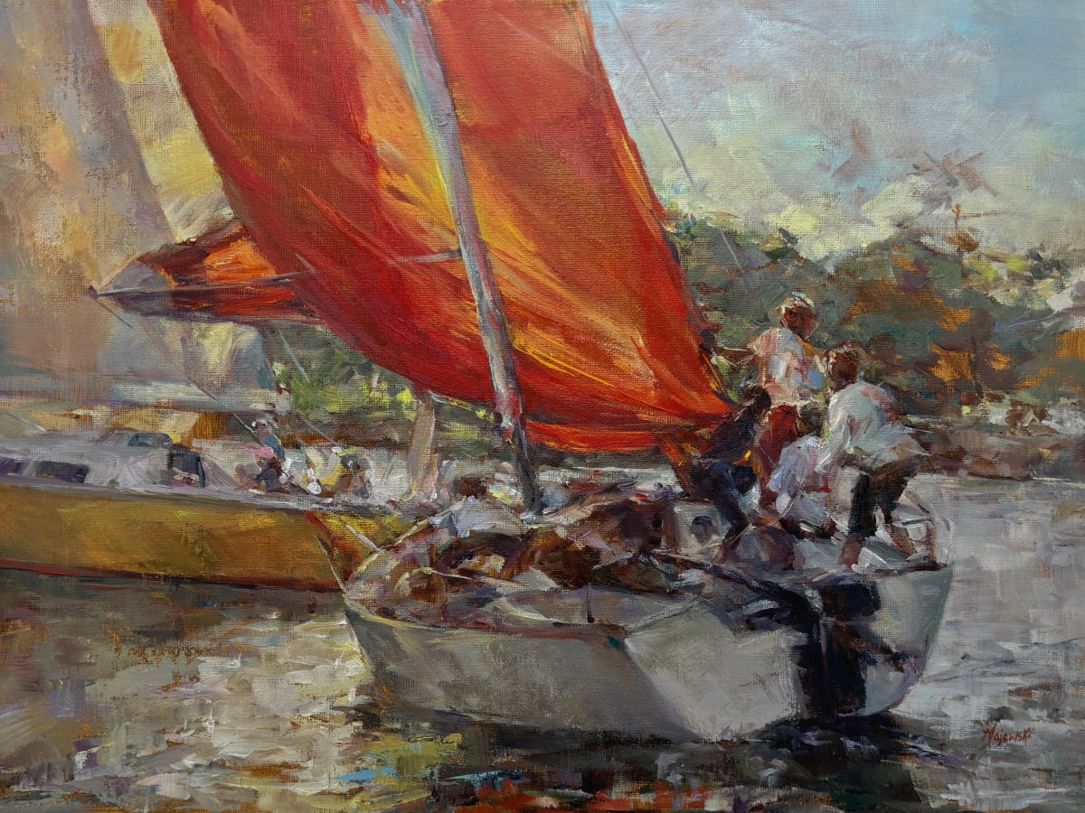 Red Spinnaker by Carolyn Majewski  Image: High Tension and Awesome Possum heading out of the channel.

Accepted: American Society of Marine Artists' First Annual ASMA Awards Online Exhibition