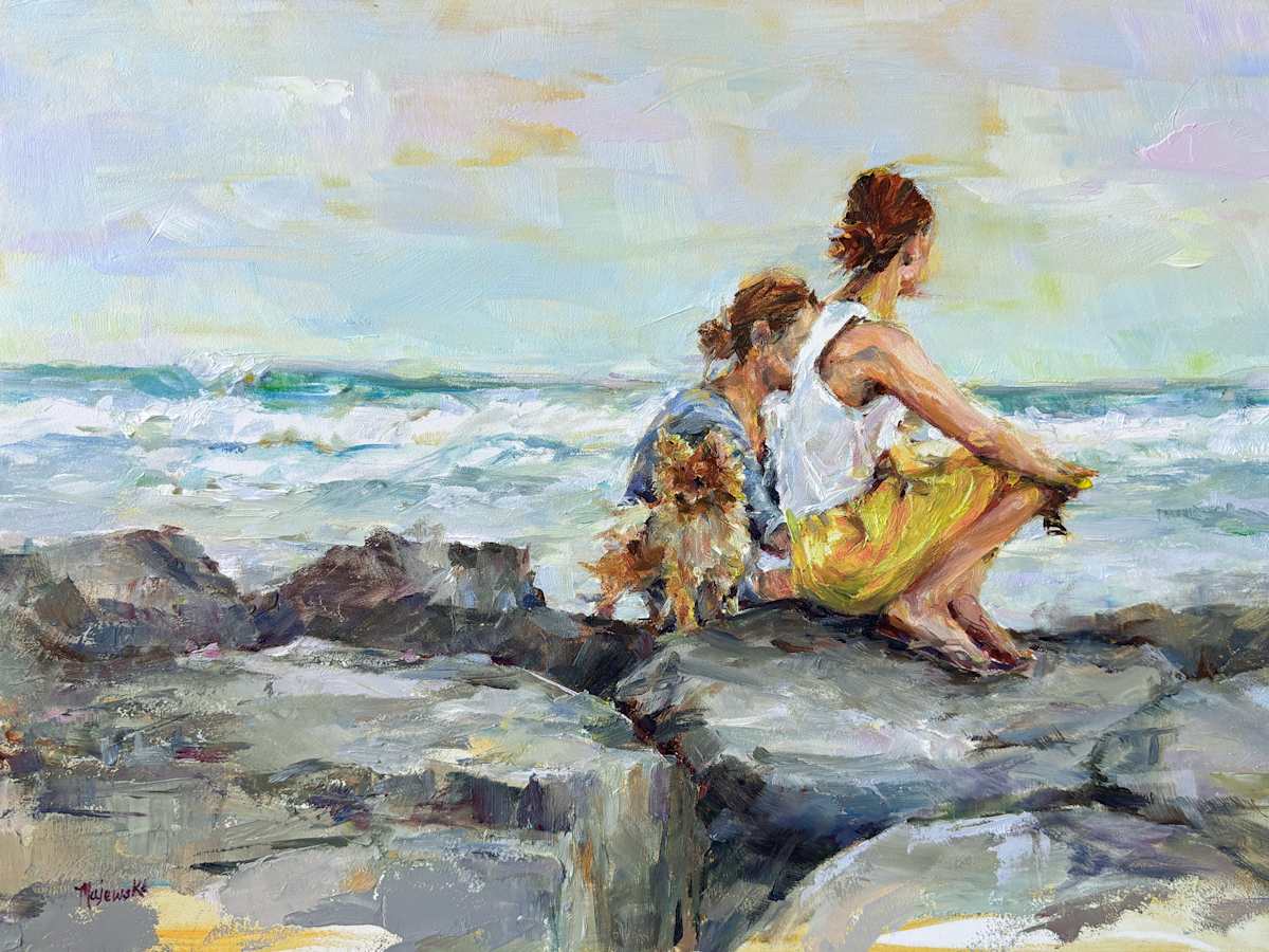Breakwater Twilight (Kahanamouku Beach) by Carolyn Majewski 