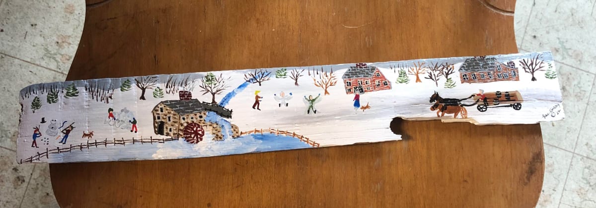 Skating by the Old Mill - Barrel Stave by Lee Gray 