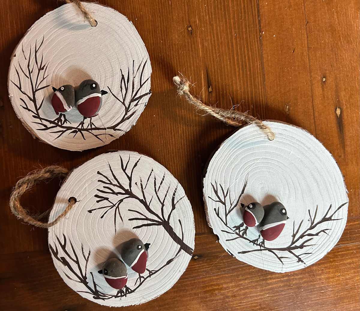 3 Double Maroon Bird on Wooden Disk by Lee Gray, Image 10.