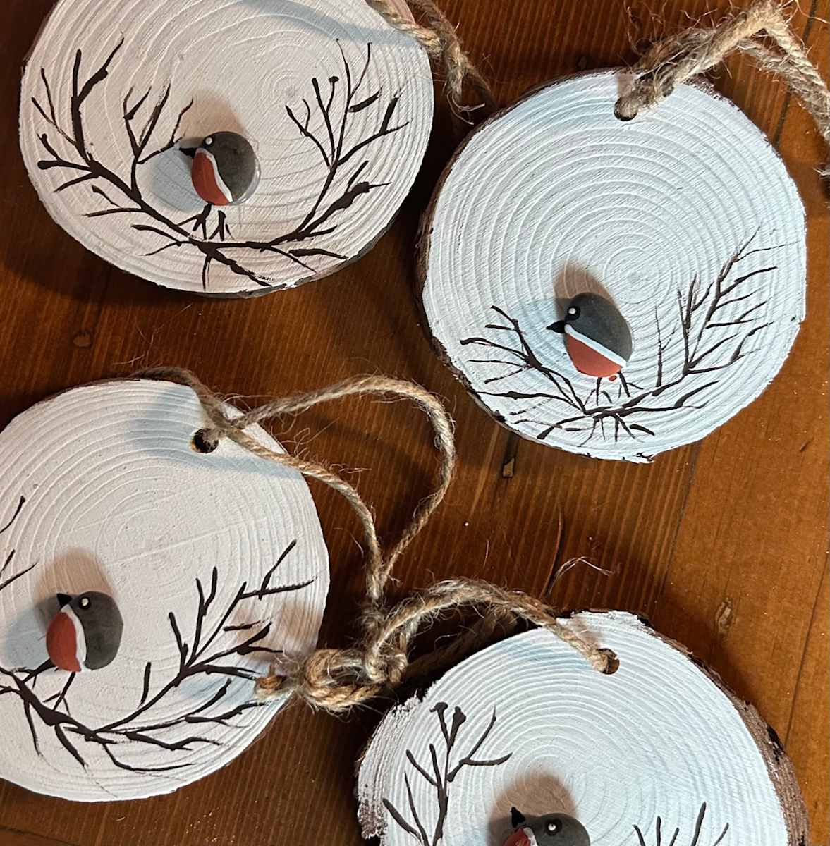 4 Rust Colored Wooden Blocks With Bird by Lee Gray 