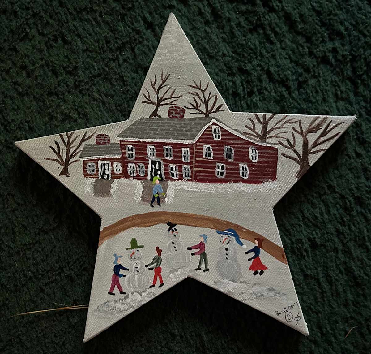 3 Snowmen - Star Canvas by Lee Gray 