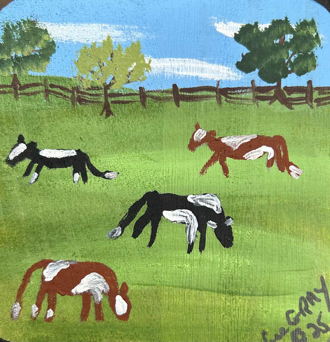 The Grazing Cows - Wooden Coaster by Lee Gray, Image 1.