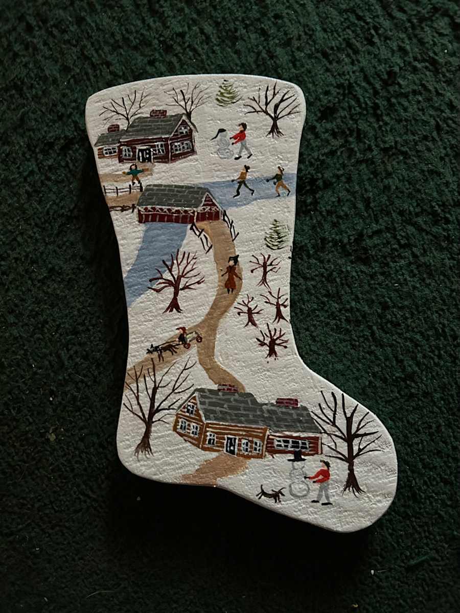 Skating Down The River - Wooden Boot by Lee Gray  Image: Skating Down The River - Wooden Boot