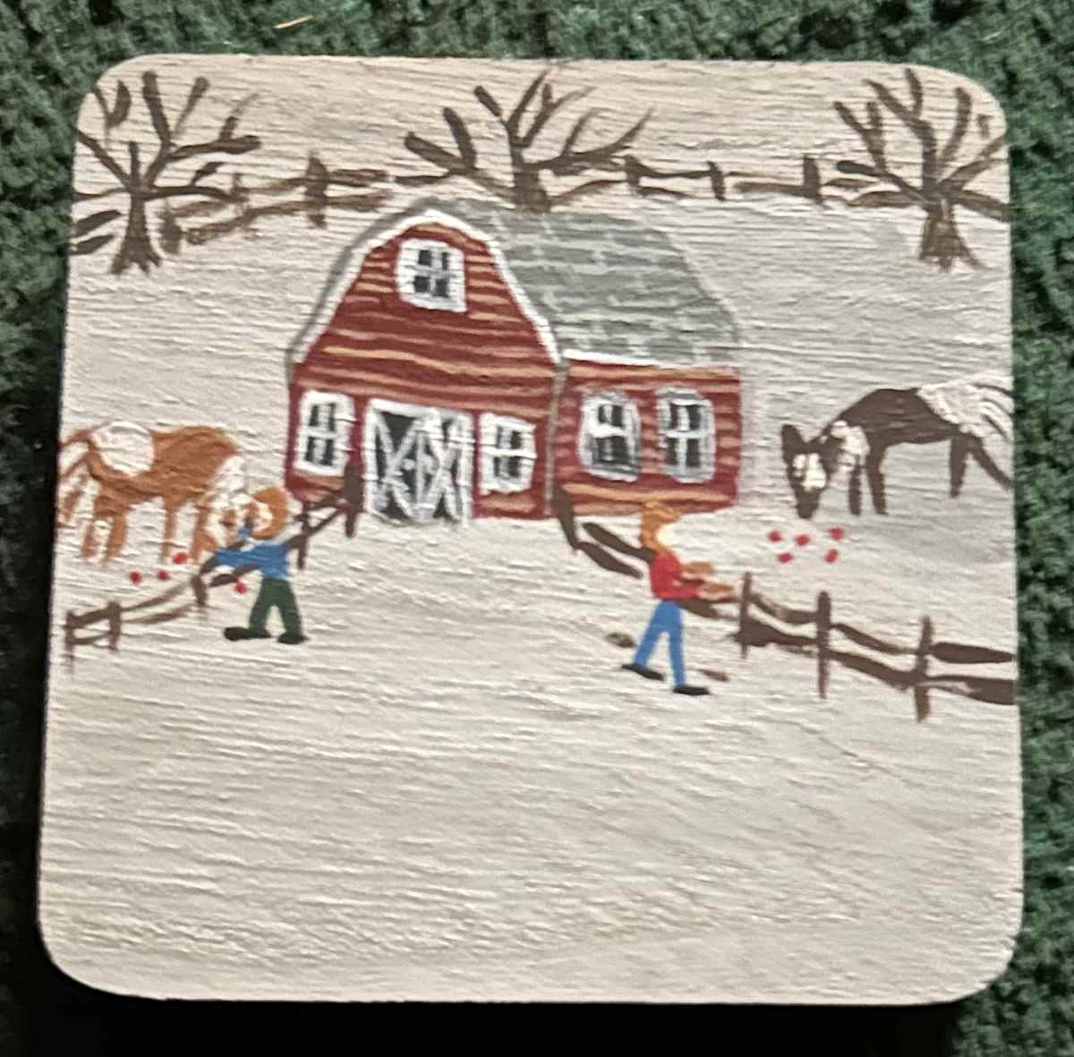 Two Horses - Wooden Coaster by Lee Gray, Image 1.