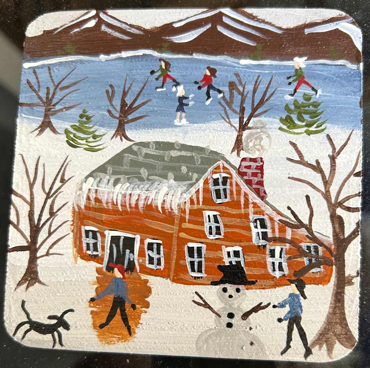 Skating Down The River - Wooden Coaster by Lee Gray 