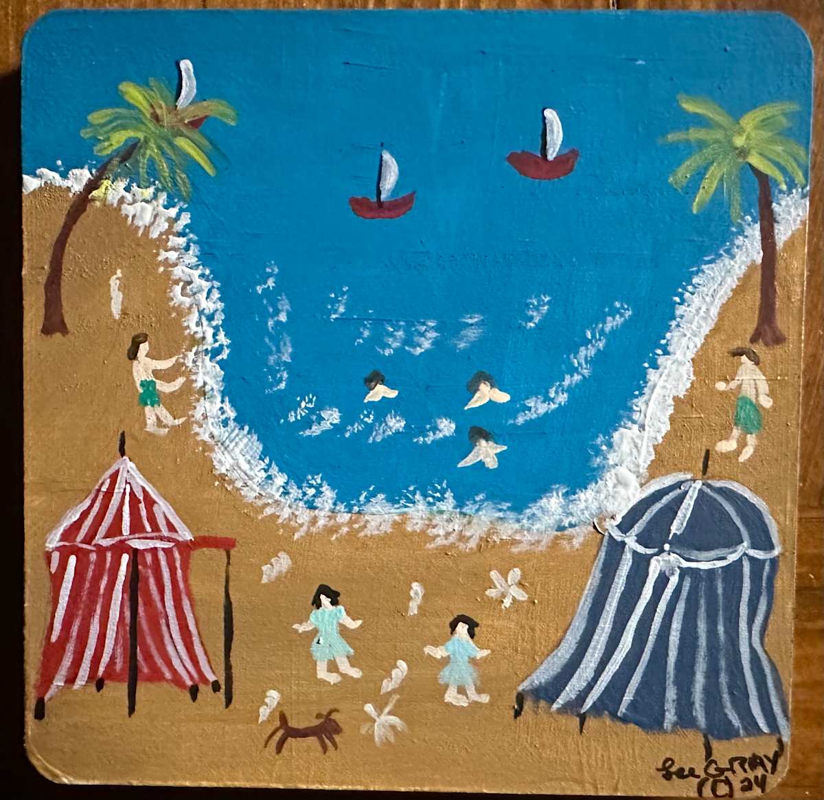 Set 1 of Coasters - Summer Scene by Lee Gray 