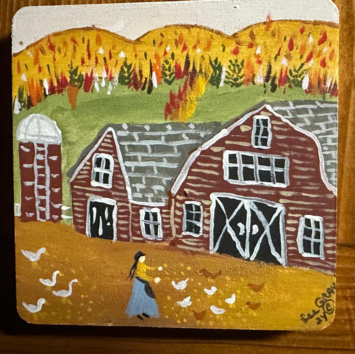 Set 1 of Coasters - Coaster 2  - Fall Scene by Lee Gray 