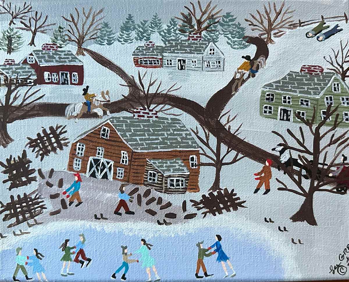 Skating By The Old Mill Pond by Lee Gray 