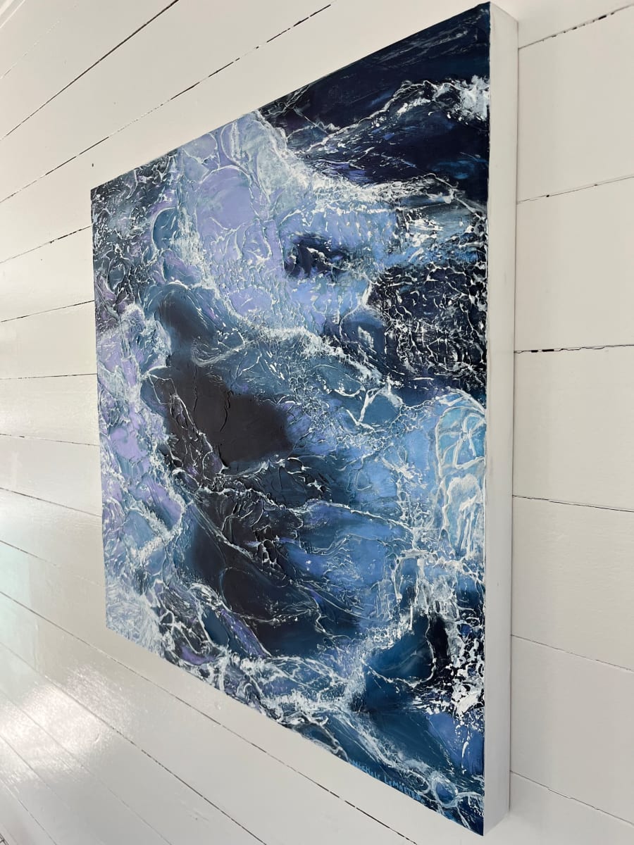 FATHOM by Michele LeMaitre  Image: Origianl 2D Interactive Sculptural Mixed Media on premium cradled wooden panel. 