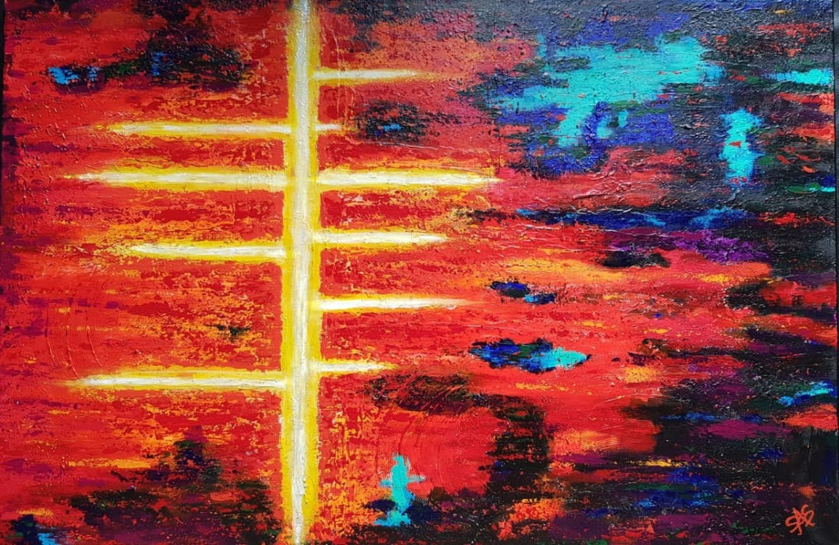 Lucent by Sheila Singam  Image: This impasto piece speaks of the light we must all be in the world