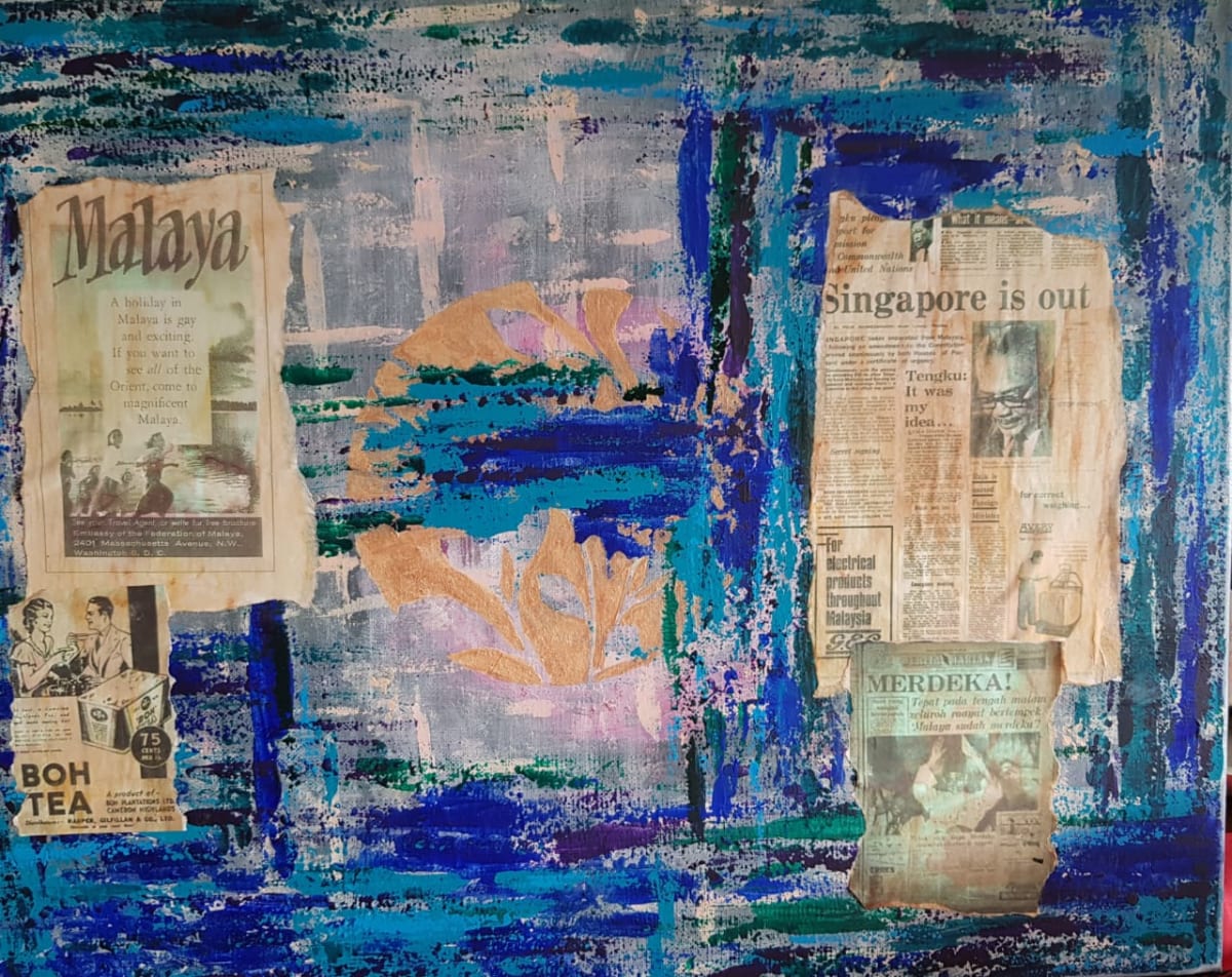 Nostalgia by Sheila Singam  Image: Inspired by a nascent Malaysia, glowing with hope and nationalism. Now all we have are memories pasted on faded doors. 