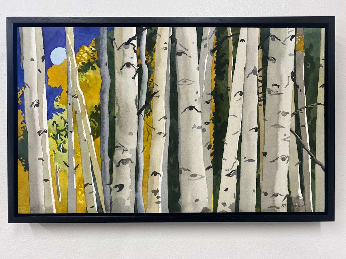 Full Moon Rising Among Aspens by Meredith Nemirov 