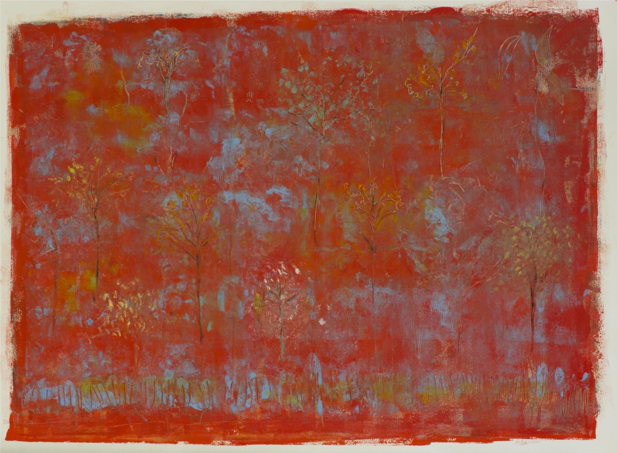 "Trees and Red" by Helen DeRamus 