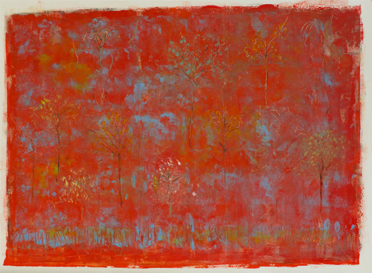 "Trees and Red" by Helen DeRamus, Image 1.