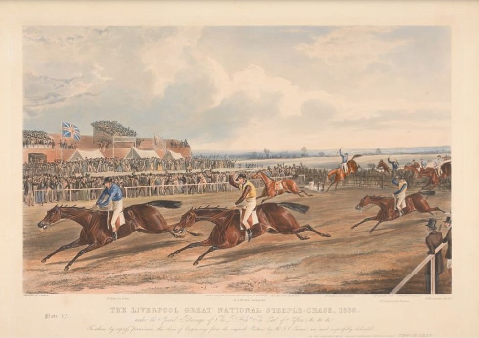 The Liverpool Great National Steeple Chase Plate 4 by John Harris  Image: Four in a portfolio set of 4. By John Harris the younger after F.C. Turner.