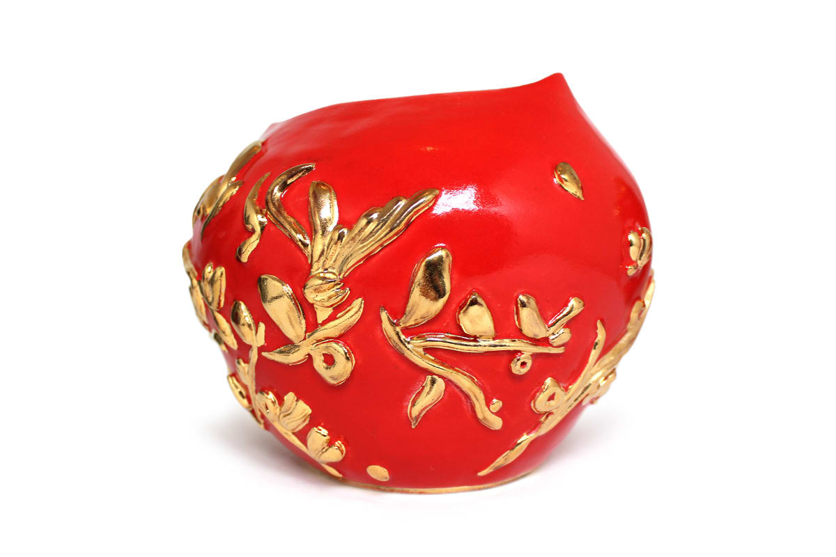 RED FLOWERS VASE by Laurence Elle Groux 