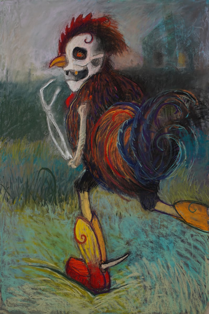 Rooster with Human Mask by Dominique Simmons 