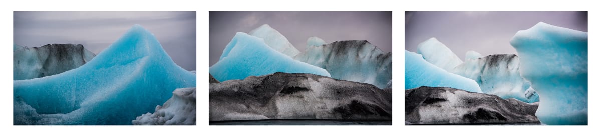 Iceberg Abstract Triptych - Jökulsárlón, Iceland 