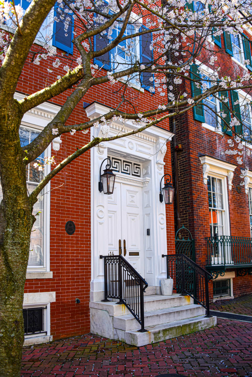 Old Town Door with Cherry Blossoms by Jenny Nordstrom 