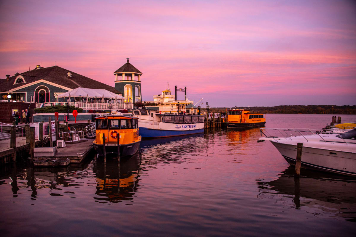 Fuschia Sunset, Old Town Alexandria Waterfront by Jenny Nordstrom 
