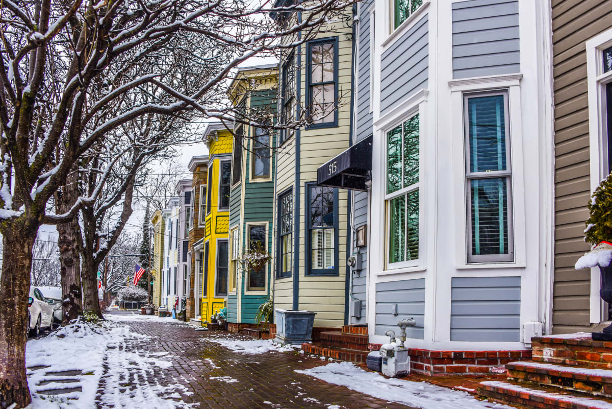 Rowhouses in the Snow - Alexandria, VA by Jenny Nordstrom 