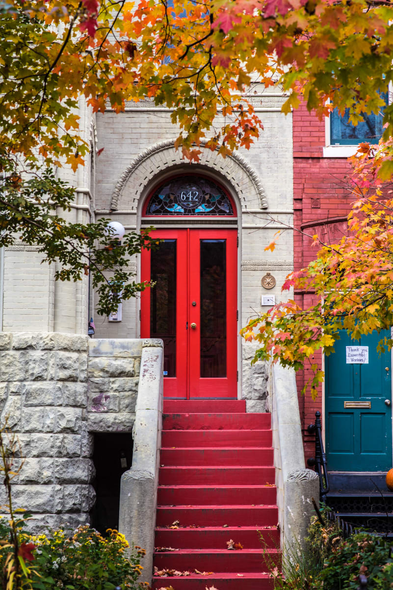 Red Door in Autumn - Capitol Hill, Washington DC by Jenny Nordstrom 