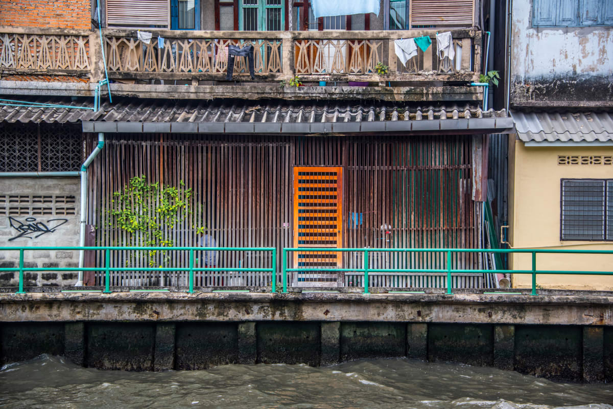 River Door with Laundry - Bangkok, Thailand by Jenny Nordstrom 