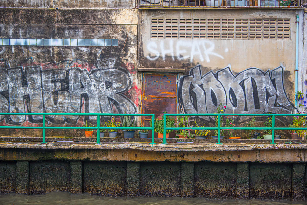 Rusty Door with Graffiti - Bangkok, Thailand by Jenny Nordstrom 