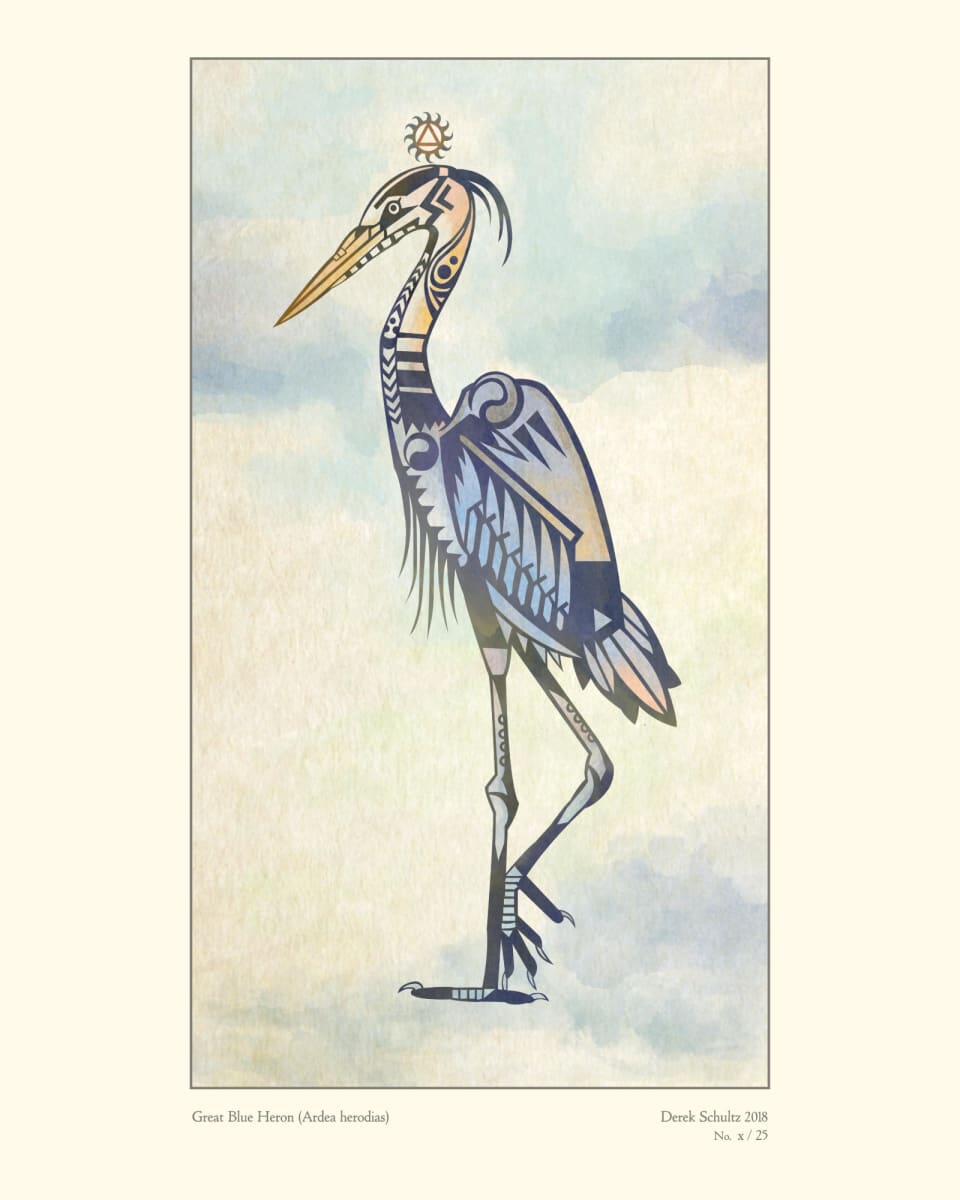 DS-012.005 / Great Blue Heron / 11x14" / 5/25 by Derek Schultz 