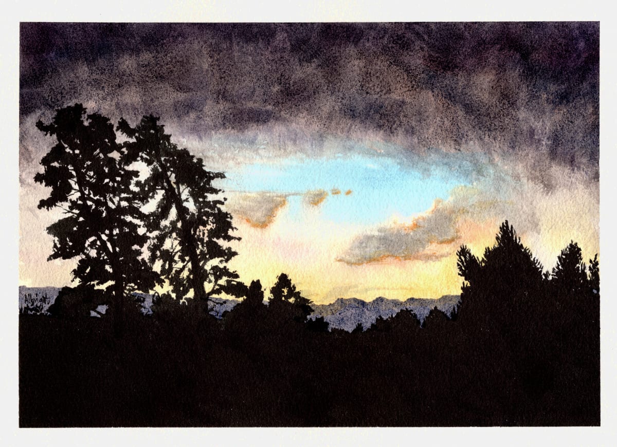 Clearing by Sam Albright  Image:  Clearing - watercolor 11 x 8 The clouds pass through as the sunset clears. 
