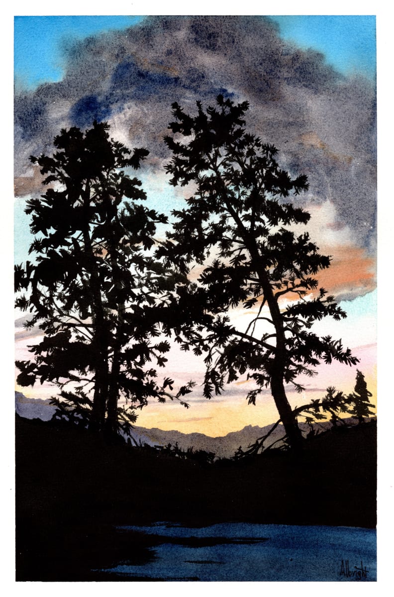Into the Evening by Sam Albright  Image: Into the Evening - watercolor 9 x 13.5 