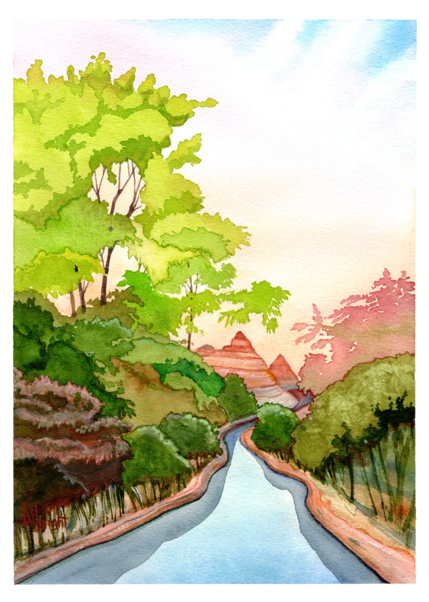 Jungle Pyramids by Sam Albright  Image: Jungle Pyramids - 9 x 12 - watercolor