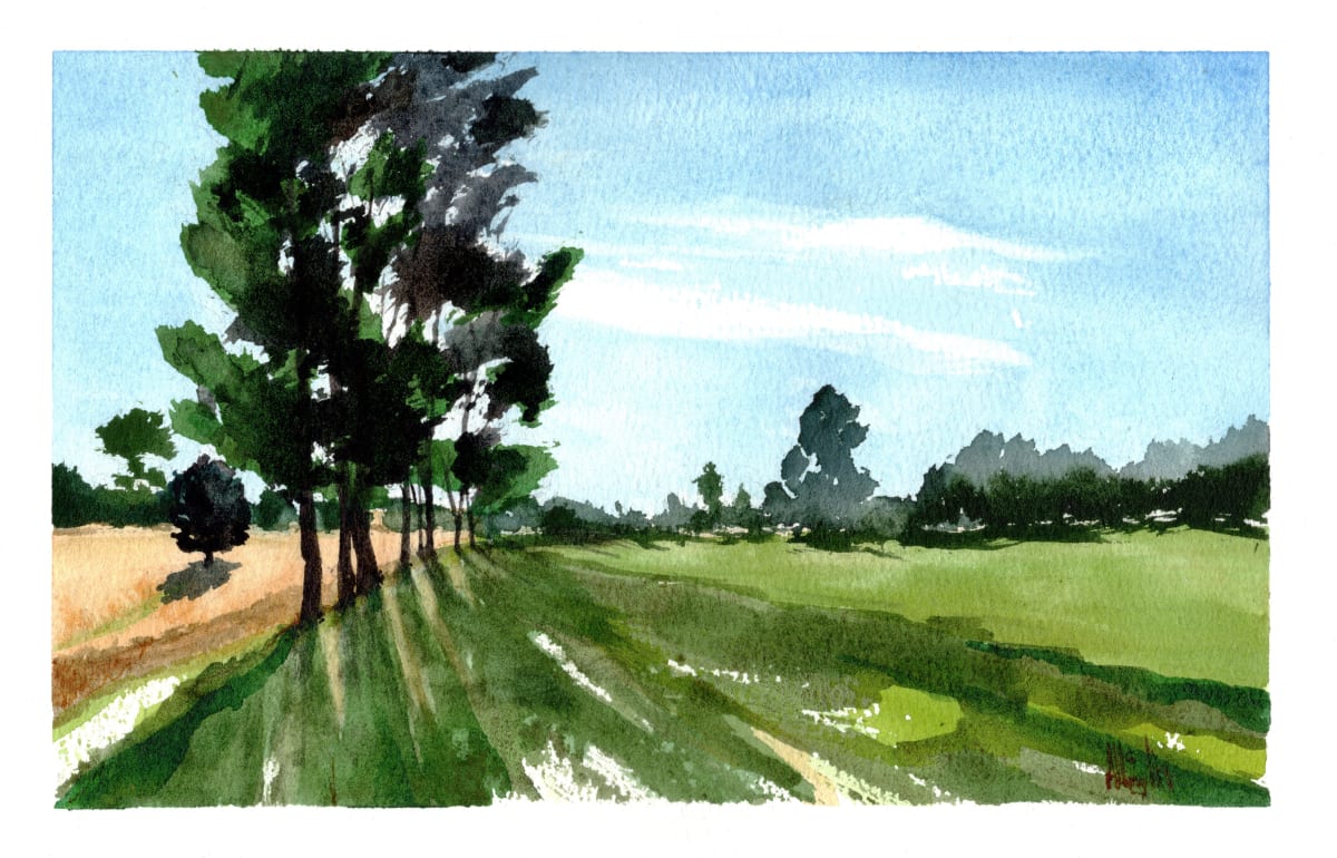 Late Shadows by Sam Albright  Image: Late Shadows - watercolor 9 x 7