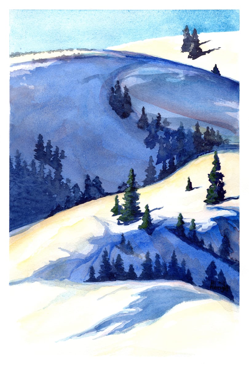 Ultramarine Hills by Sam Albright  Image: Ultramarine Hills - watercolor - 15 x 10 - 2022