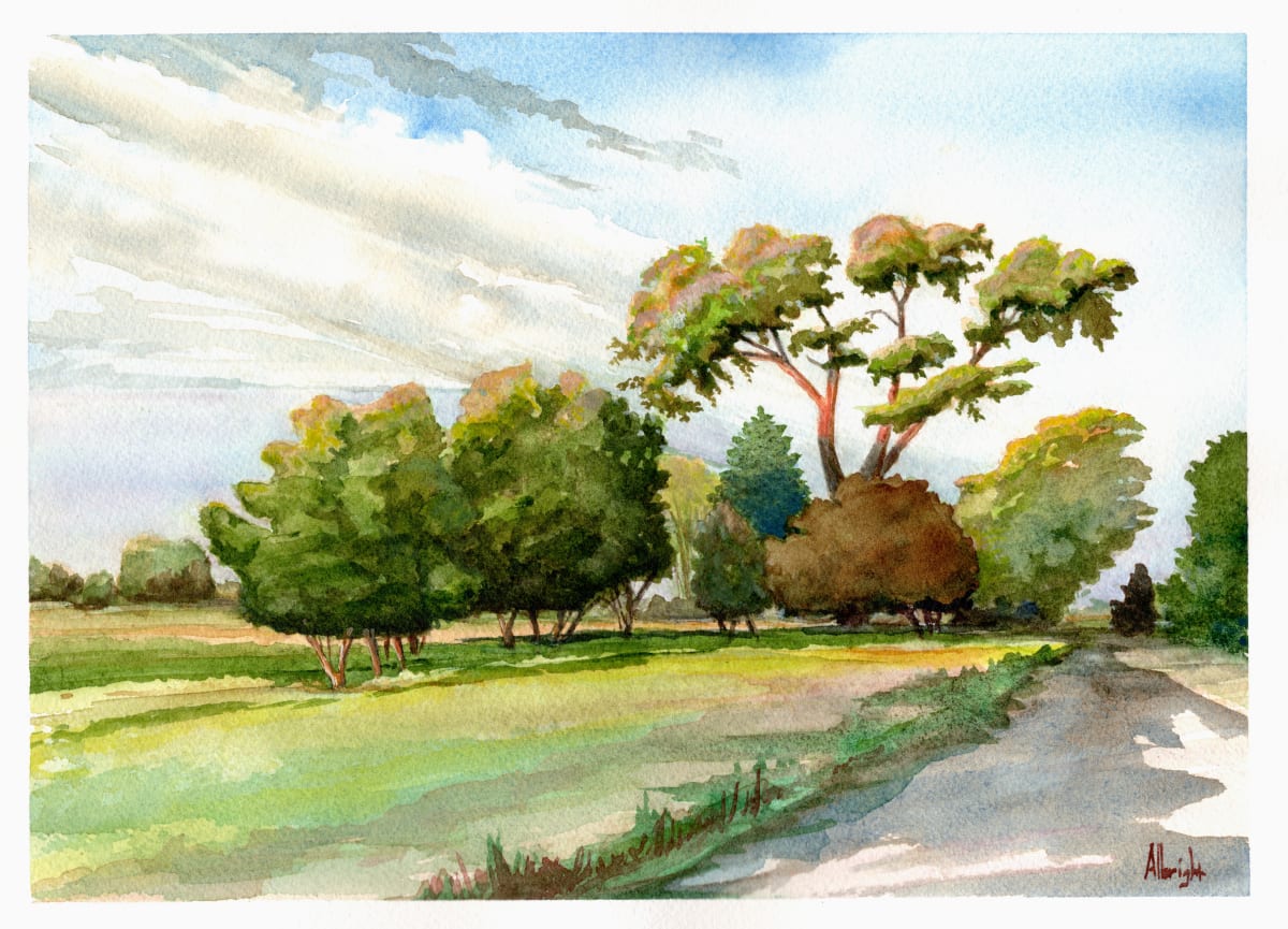 Valley Evening by Sam Albright  Image: Valley Evening  - 12 x 9 - watercolor 6/21/2022