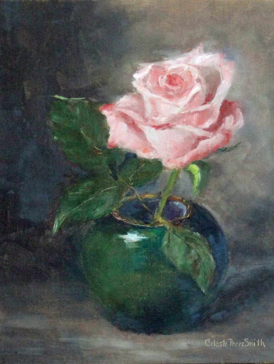 Rose in the Green Vase by Celeste Perez Smith Fine Art 