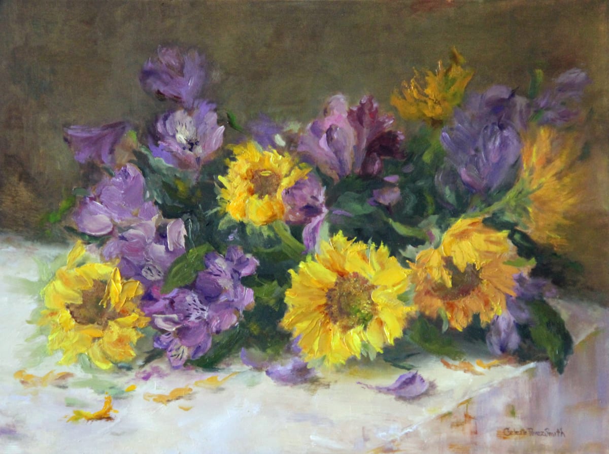 Sunflowers and Violet by Celeste Perez Smith Fine Art 