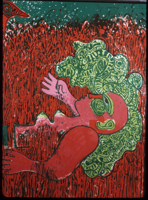 In the infinite vertically of the grass, the woman takes a horizontal position by (Cornelis van Beverloo) Cornielle 