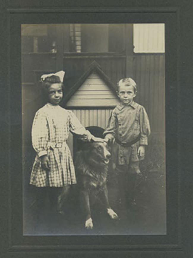 Portraits 1 Two Children with Dog 