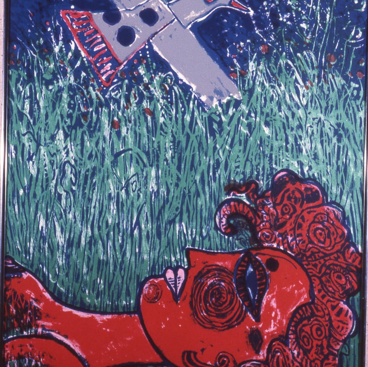 The large field of grass site chosen for a dialogue between the woman and the birds by (Cornelis van Beverloo) Cornielle 