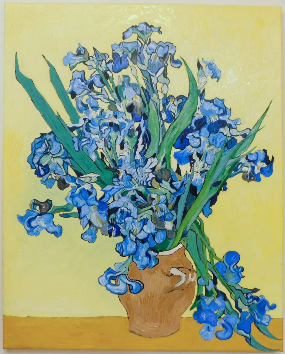 Vincent Van Gogh's Vase With Irises Against A Yellow Background 